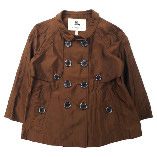 BURBERRY イタリア製 ショート トレンチコート 40 ブラウン シルク