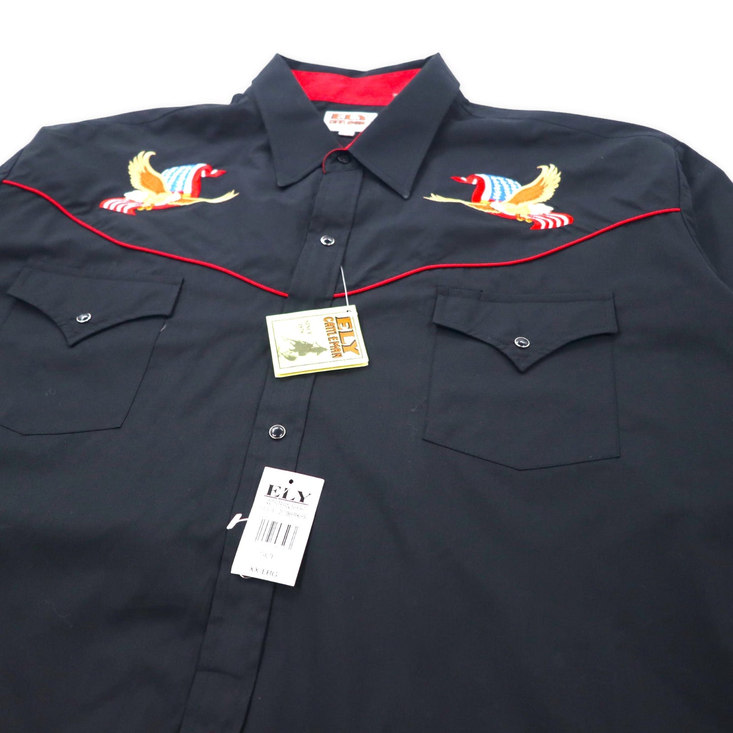 ELY CATTLEMAN 70年代 ウエスタンシャツ XXL ブラック コットン スーベニア 刺繍 デッドストック 未使用品