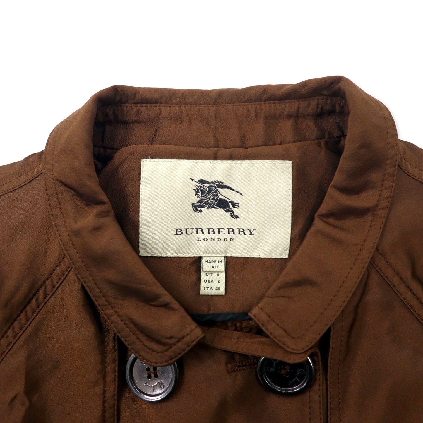 BURBERRY イタリア製 ショート トレンチコート 40 ブラウン シルク