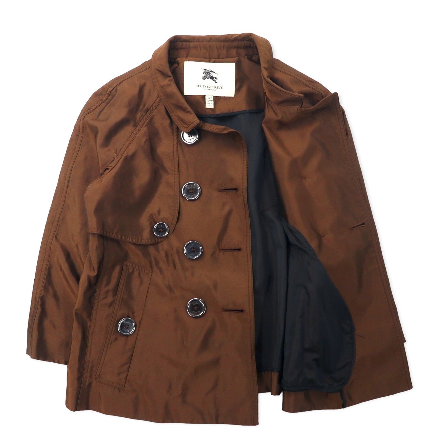 BURBERRY イタリア製 ショート トレンチコート 40 ブラウン シルク