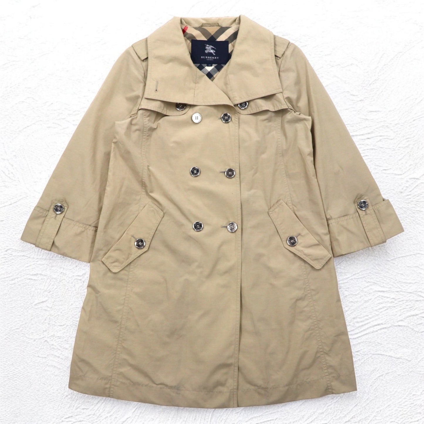 BURBERRY ダブルブレスト トレンチコート L ベージュ ノバチェック スタンドカラー 日本製