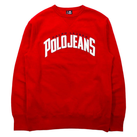POLO JEANS COMPANY. RALPH LAUREN  90年代 ロゴ スウェット S レッド コットン 裏起毛