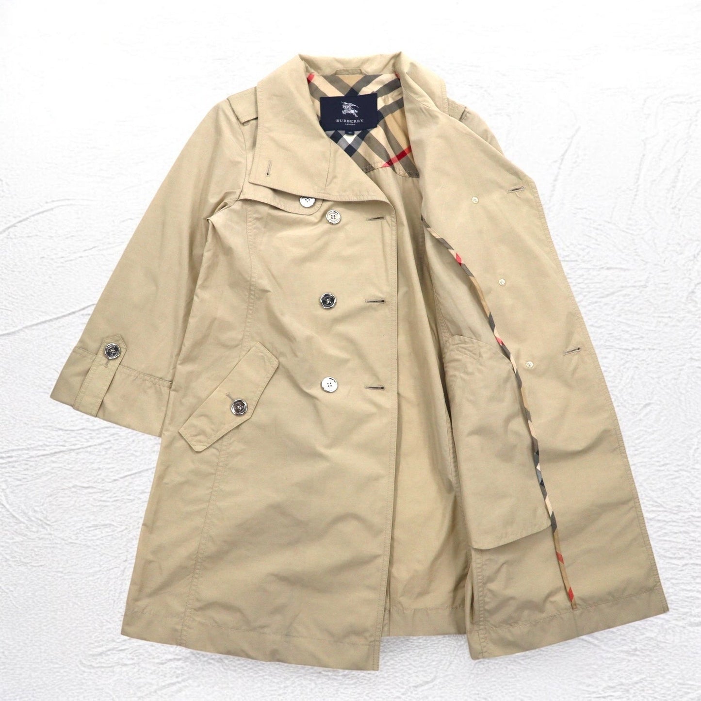 BURBERRY ダブルブレスト トレンチコート L ベージュ ノバチェック スタンドカラー 日本製