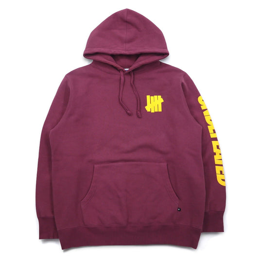 UNDEFEATED ロゴプリント プルオーバー パーカー L ピンク コットン 袖プリント