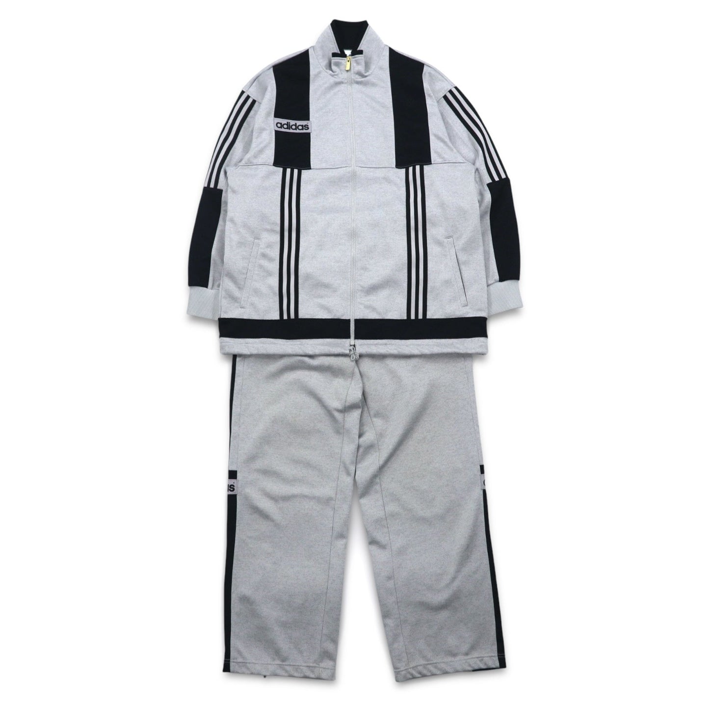 adidas 90年代 デサント社製 トラックジャケット セットアップ ジャージ L グレー 3ストライプ