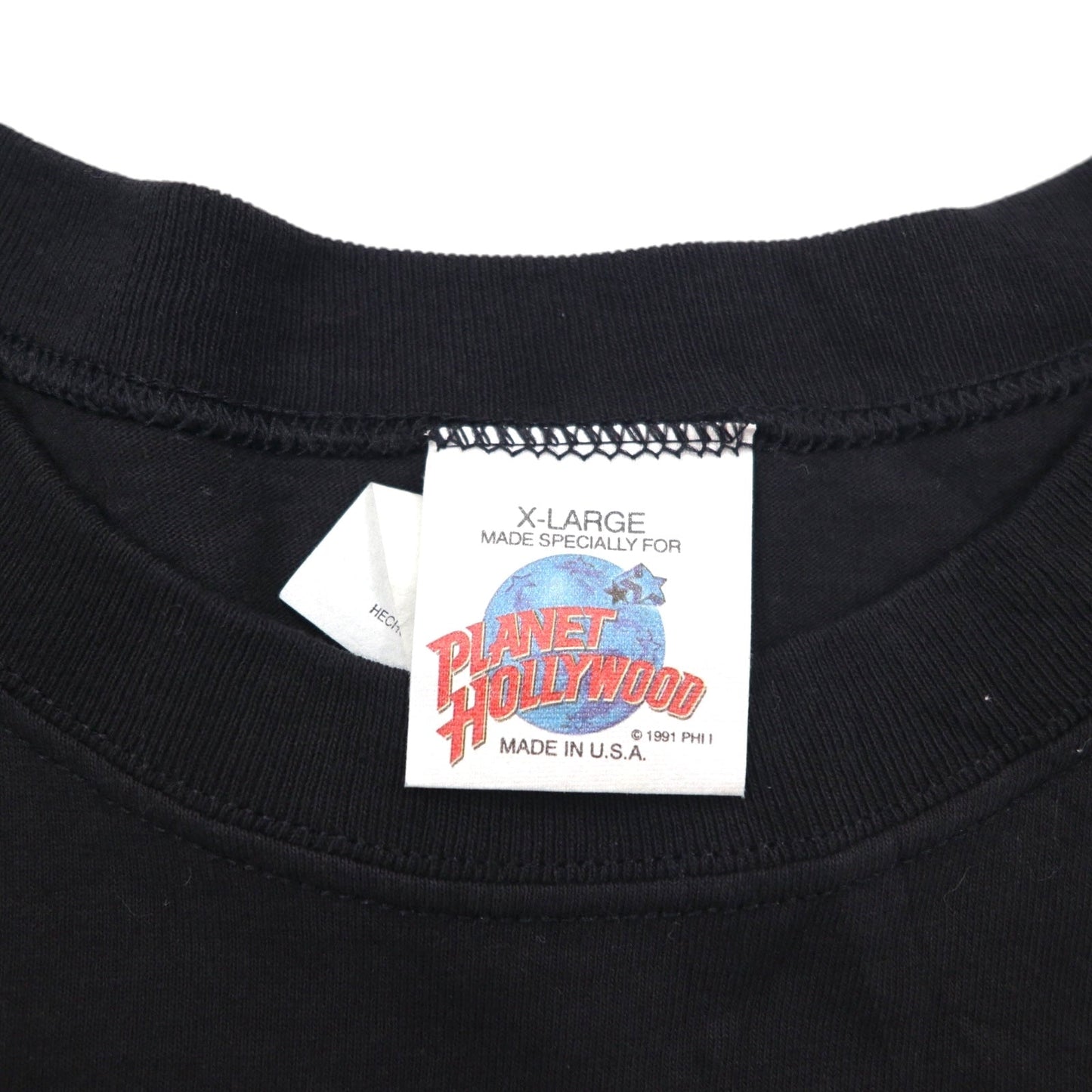 PLANET HOLLYWOOD 90年代 USA製 ロゴプリント Tシャツ XL ブラック コットン ATLANTIC CITY