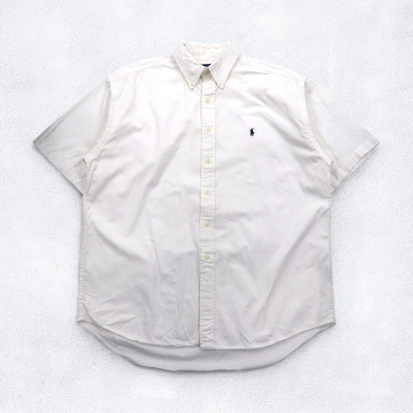 Ralph Lauren 90年代 BLAKE 半袖 オックスフォード ボタンダウンシャツ XL ホワイト スモールポニー刺繍