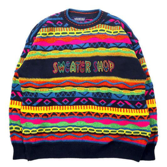 THE SWEATER SHOP イギリス製 90年代 3D ニット セーター 22 マルチカラー アクリル