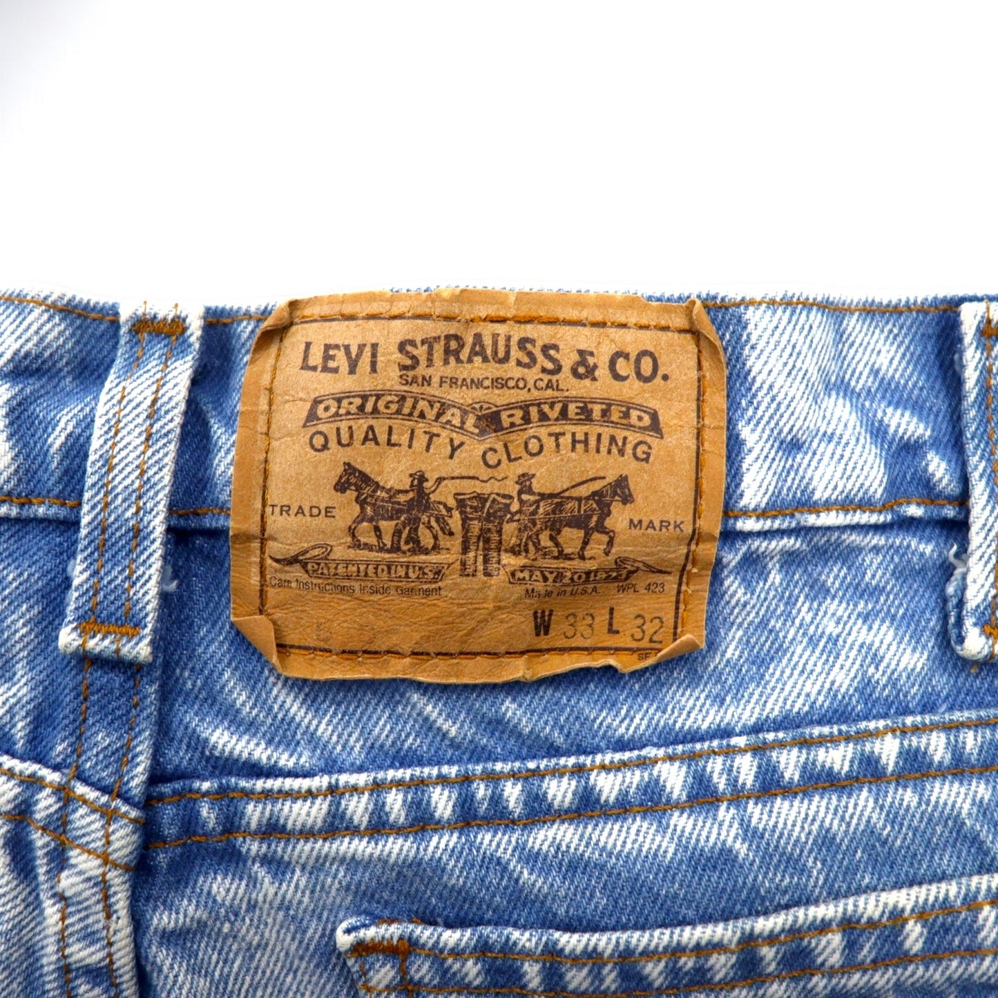 Levi's 90年代 USA製 550 ケミカルウォッシュ テーパード デニムパンツ M ブルー ジッパーフライ リラックスフィット 40550 0218