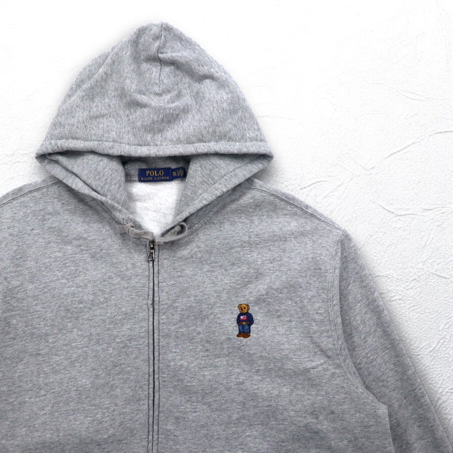 POLO RALPH LAUREN ポロベア 刺繍 フルジップパーカー XXL グレー 裏起毛 ワンポイントロゴ