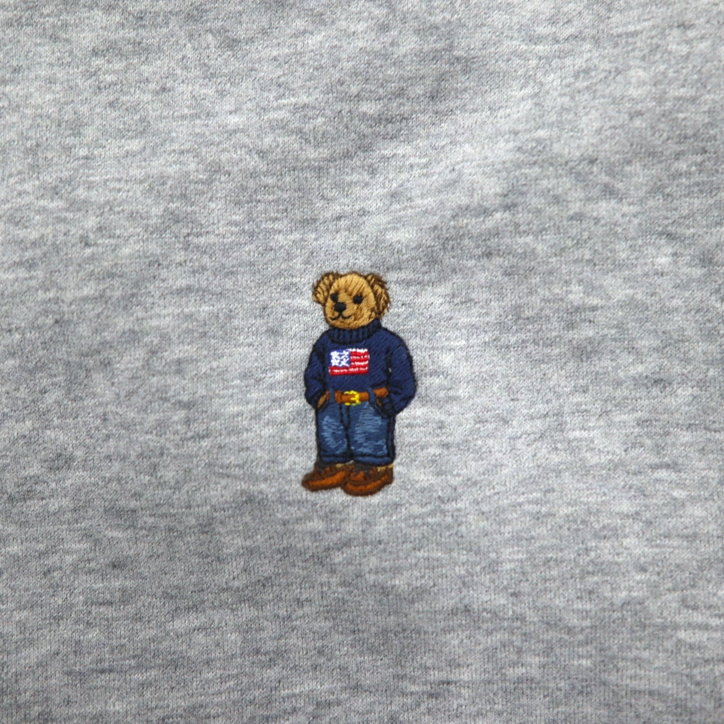 POLO RALPH LAUREN ポロベア 刺繍 フルジップパーカー XXL グレー 裏起毛 ワンポイントロゴ