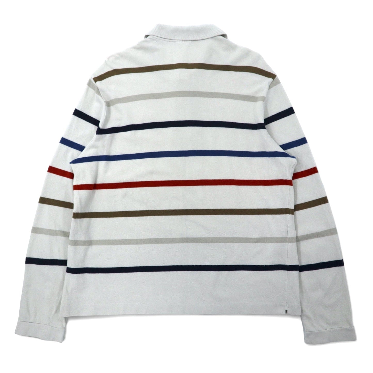 LACOSTE 90年代 長袖 ポロシャツ 8 ベージュ ボーダー コットン DEVANLAY社製 ワンポイントロゴ