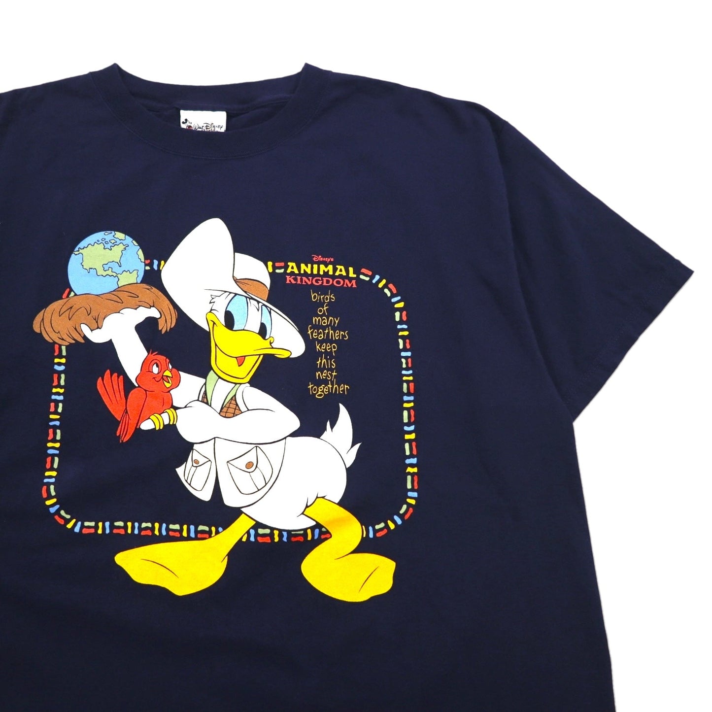 Walt Disney World 90年代 USA製 ディズニー ドナルド Tシャツ 2XL ネイビー キャラクター プリント ANIMAL KINGDOM
