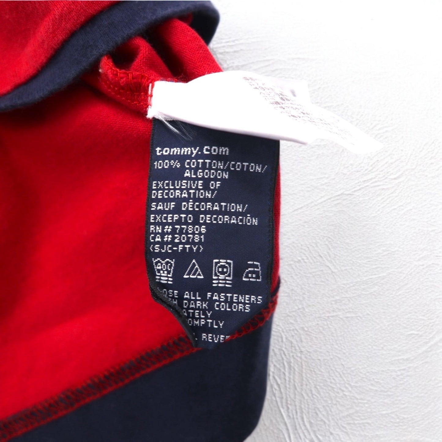 TOMMY HILFIGER ハーフジップ ロングスリーブTシャツ ロンT M レッド ワンポイントロゴ刺繍