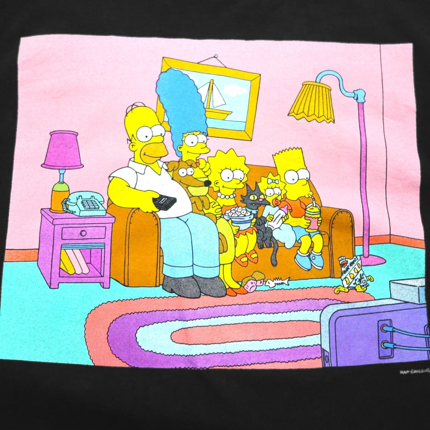 THE SIMPSONS シンプソンズ キャラクター プリント Tシャツ M ブラック コットン