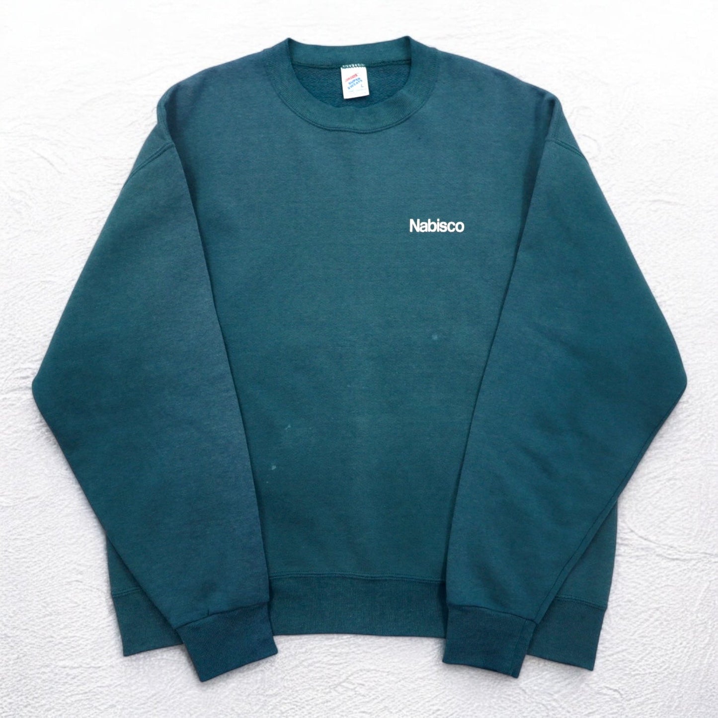 JERZEES 90年代 USA製 スウェット L グリーン コットン 裏起毛 Nabisco US企業 ワンポイント