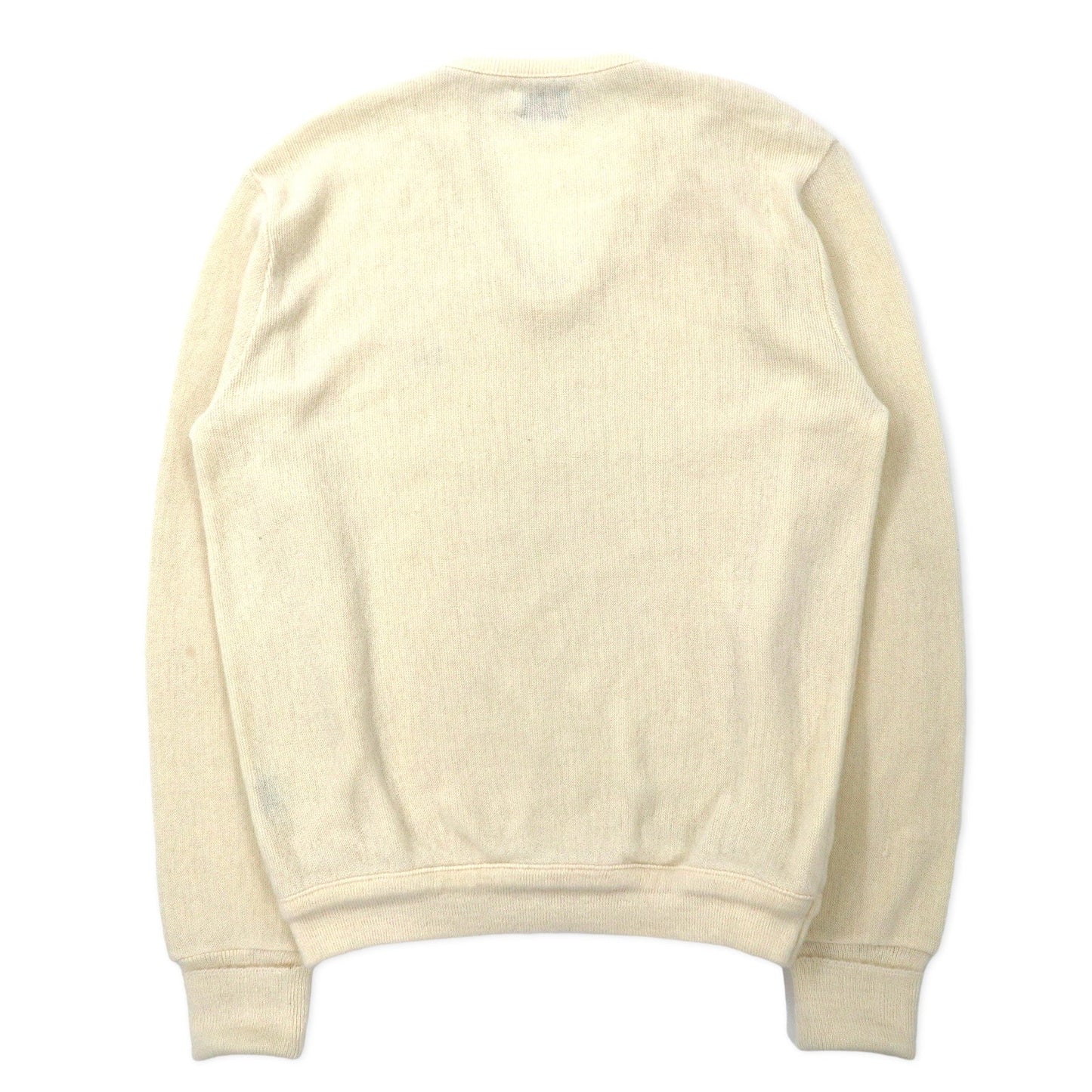 IZOD LACOSTE 70年代 糸巻きタグ Vネック アクリルニット セーター L ホワイト ワンポイントロゴ