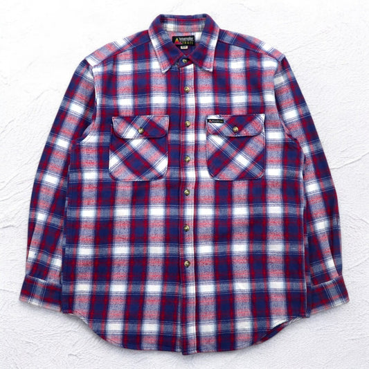 Wrangler TRAIL 90年代 フランネル ワークシャツ M ブルー チェック コットン