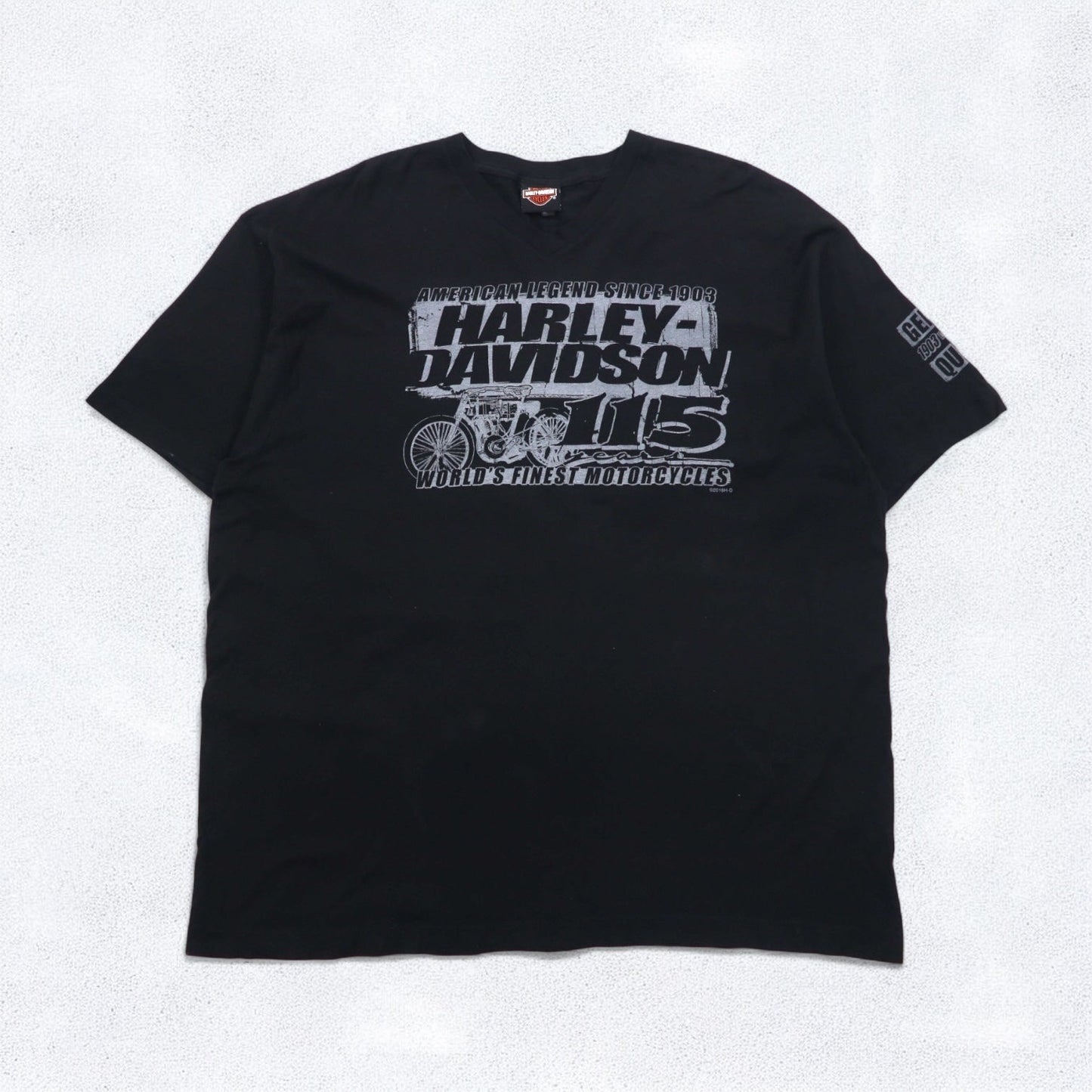 HARLEY DAVIDSON 両面プリント Vネック Tシャツ 2XL ブラック バイク WISCONSIN