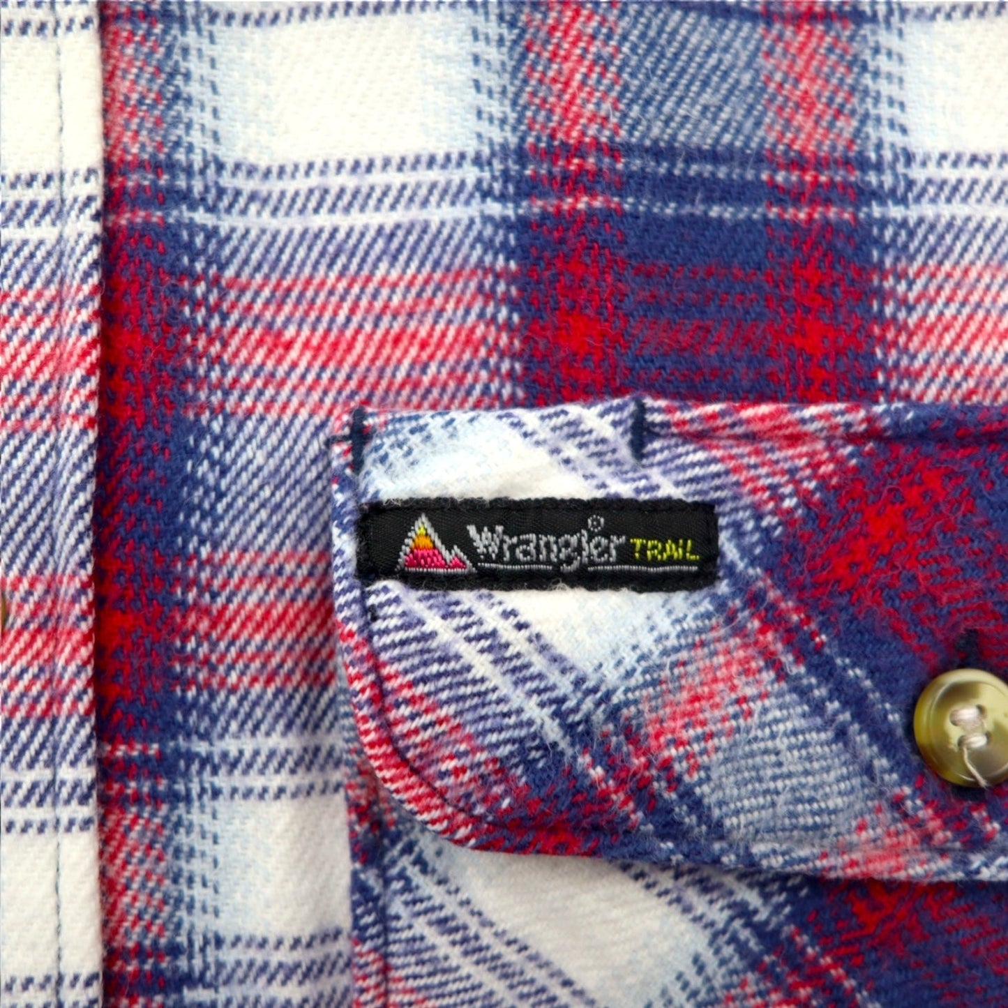 Wrangler TRAIL 90年代 フランネル ワークシャツ M ブルー チェック コットン