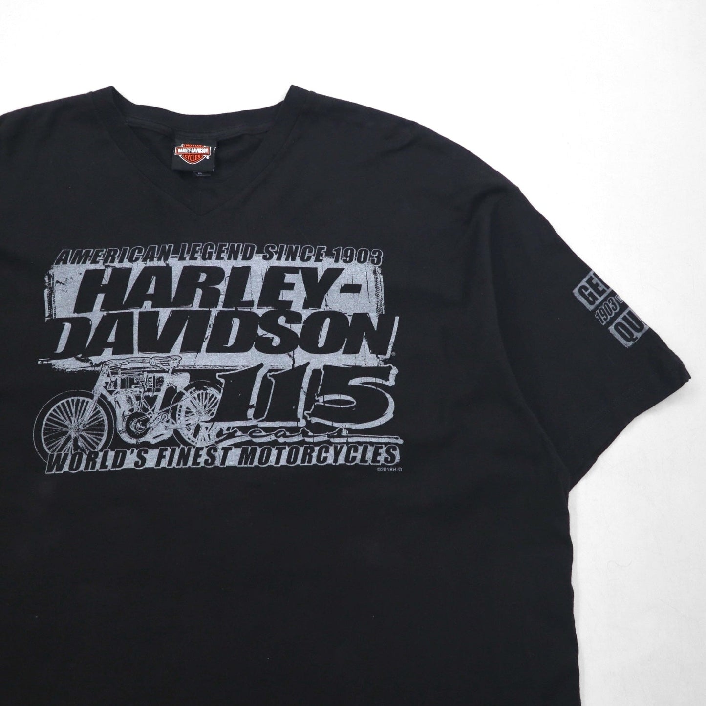 HARLEY DAVIDSON 両面プリント Vネック Tシャツ 2XL ブラック バイク WISCONSIN