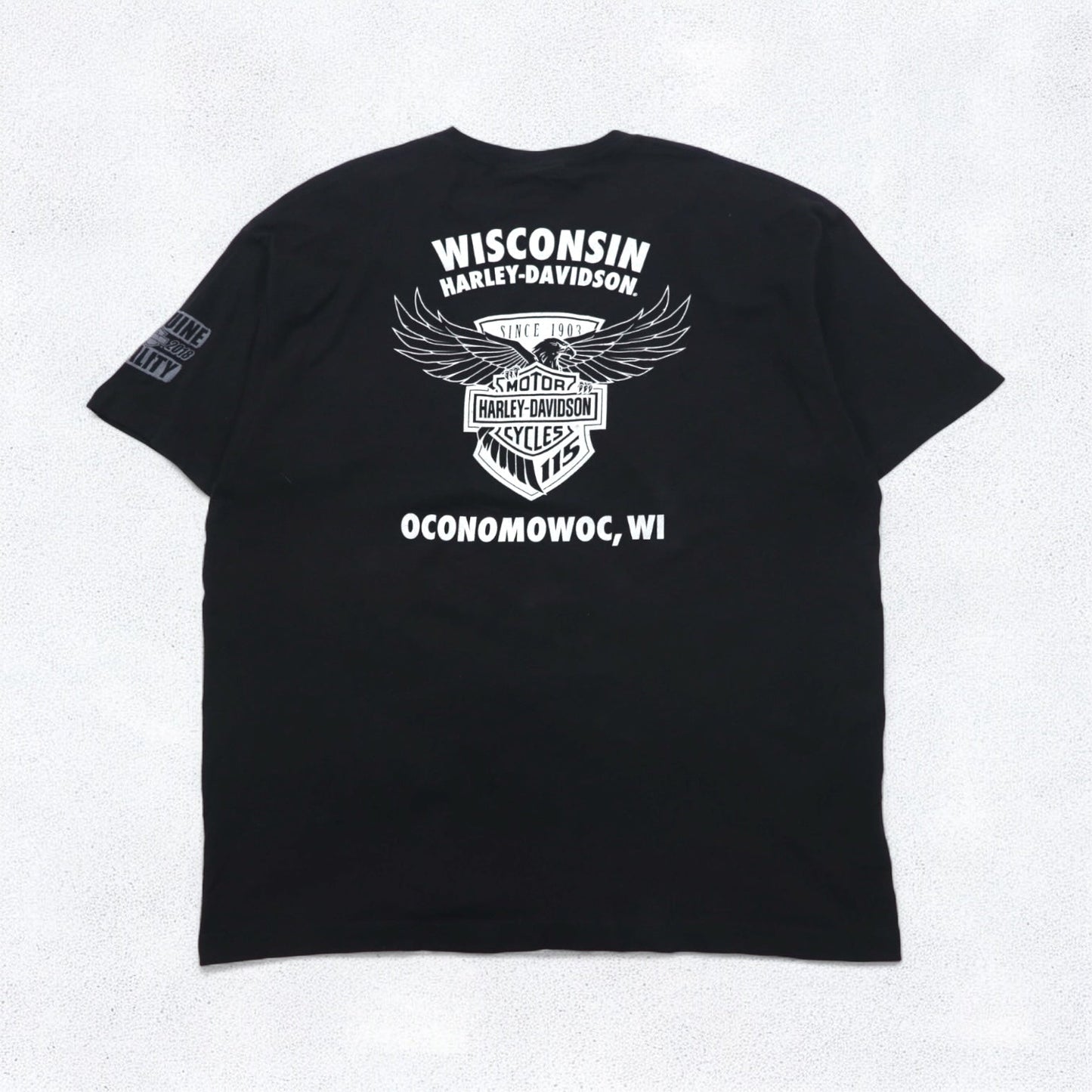 HARLEY DAVIDSON 両面プリント Vネック Tシャツ 2XL ブラック バイク WISCONSIN