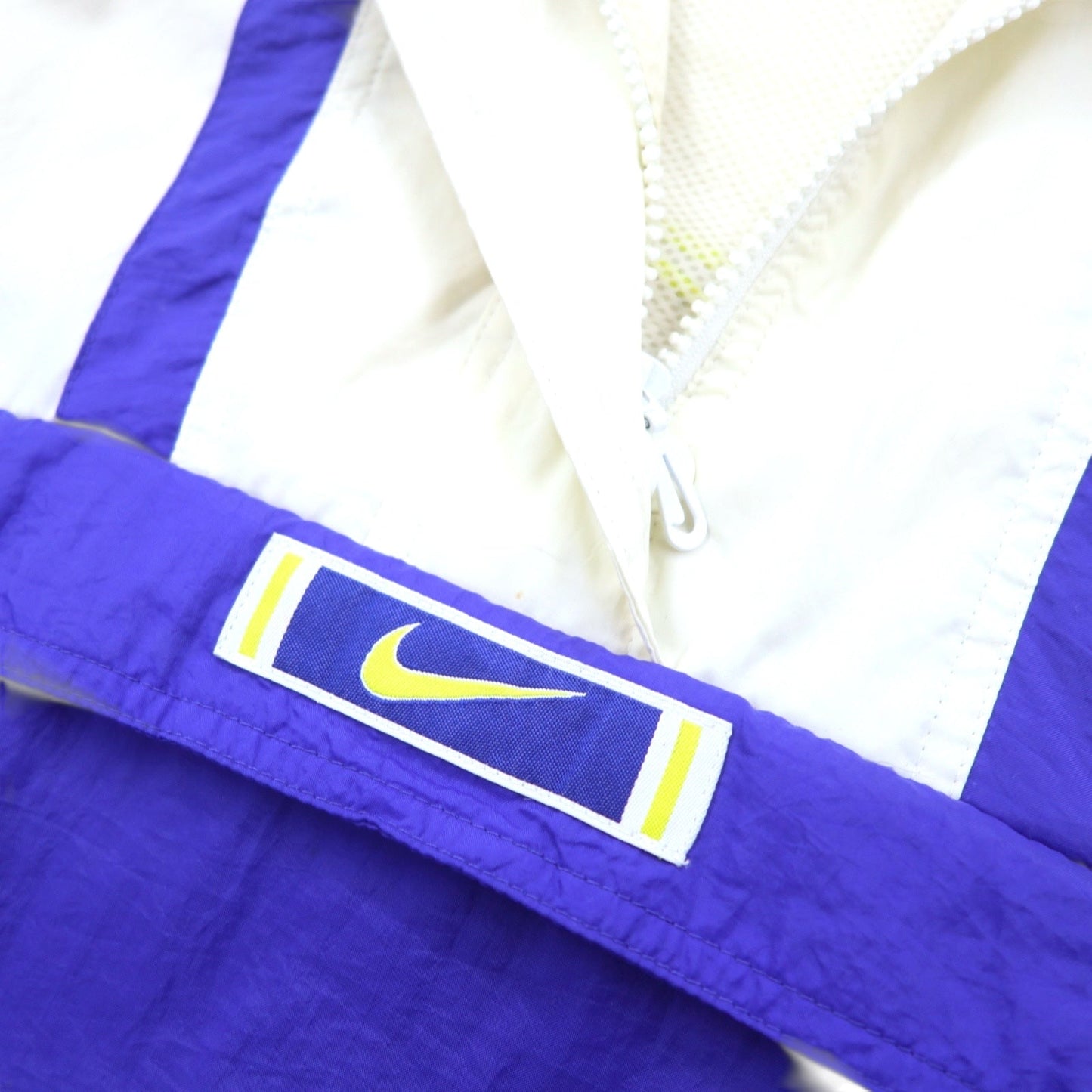 NIKE 90年代 銀タグ アノラックパーカー L ブルー ホワイト ポリエステル スウッシュ ドローコード