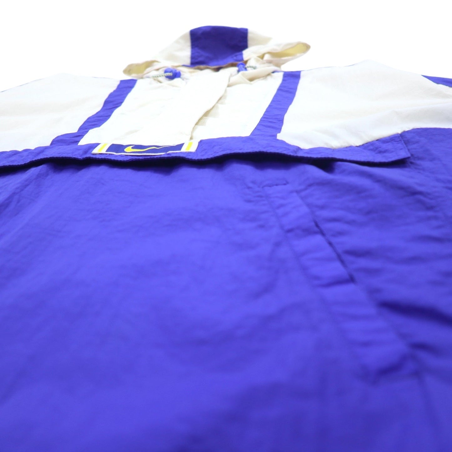 NIKE 90年代 銀タグ アノラックパーカー L ブルー ホワイト ポリエステル スウッシュ ドローコード