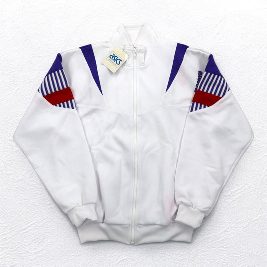 Mr DEPORTE ( asics ) 90年代 トラックジャケット ジャージ XL ホワイト ポリエステル 未使用品