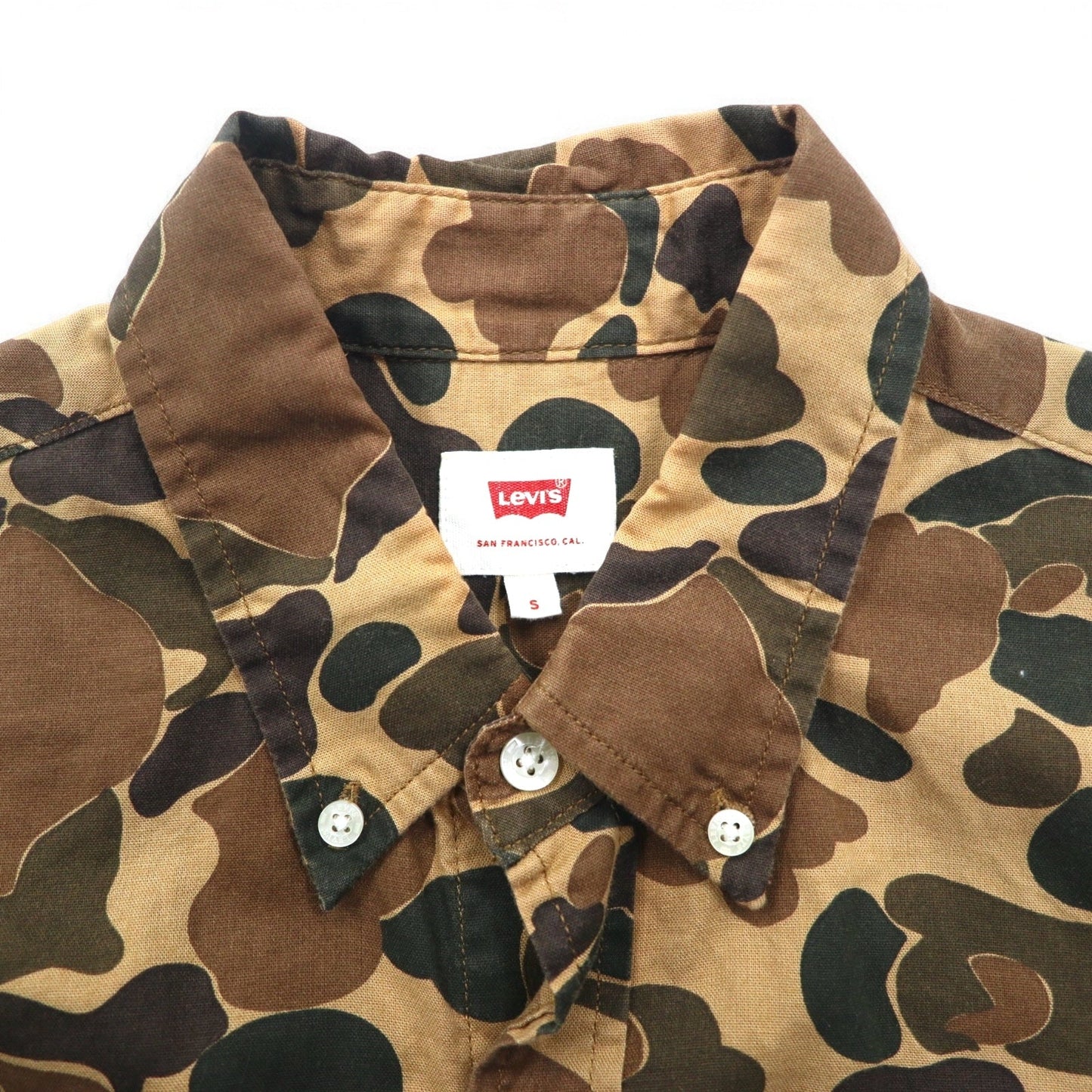 Levi's ダックハンター カモフラ ボタンダウンシャツ S カーキ コットン 19586-0042