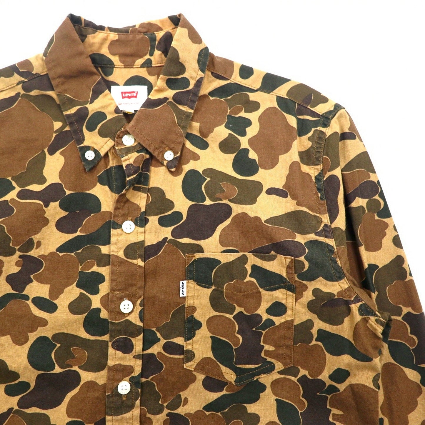 Levi's ダックハンター カモフラ ボタンダウンシャツ S カーキ コットン 19586-0042