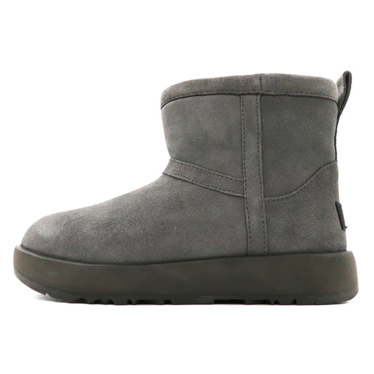 UGG ショート ムートンブーツ 22cm グレー 羊革 vibramソール 撥水加工 Classic Mini Waterproof 1019643