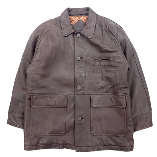 Vintage Lamb Leather Car Coat 90年代 ラムレザー カーコート M ブラウン 羊革 裏地ペイズリー