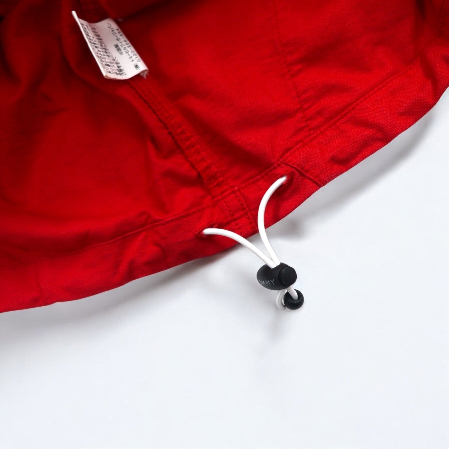 TOMMY アノラックパーカー S レッド コットン ハーフジップ ドローコード カンガルーポケット