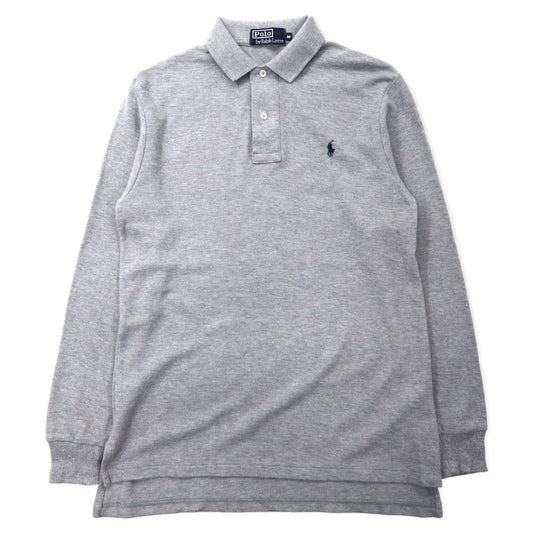 Polo by Ralph Lauren 長袖 ポロシャツ M グレー コットン 鹿の子 スモールポニー刺繍