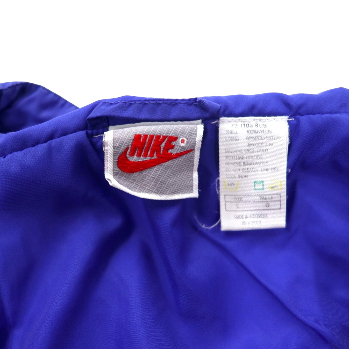 NIKE 90年代 ナイロンジャケット ジャージ L ネイビー カラーブロック スウォッシュロゴ 刺繍 銀タグ