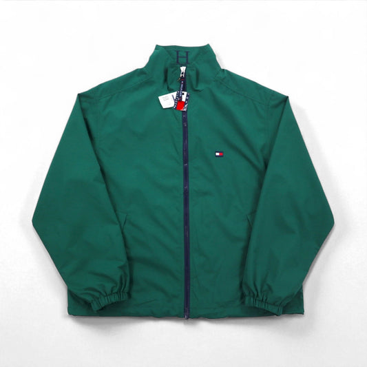 TOMMY HILFIGER 00年代 ジップアップ スポーツジャケット M グリーン 撥水 透湿 メッシュライナー ドローコード 未使用品