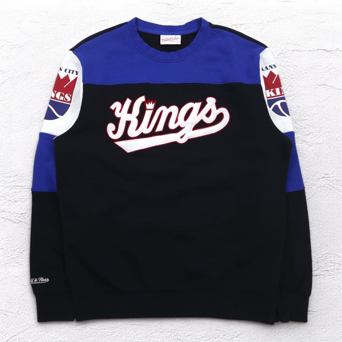 mitchell & ness スウェット L ブラック カラーブロック コットン 裏起毛 NBA KANSAS CITY KINGS
