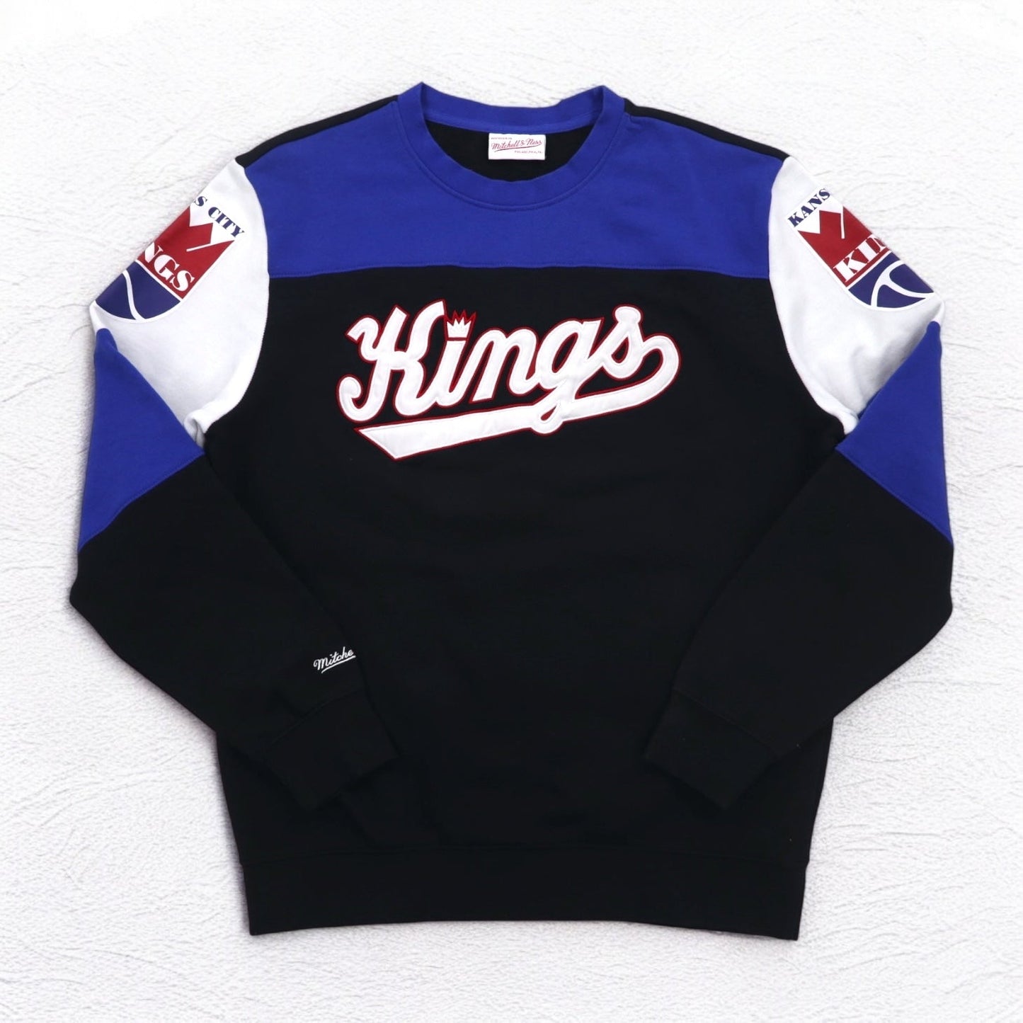 mitchell & ness スウェット L ブラック カラーブロック コットン 裏起毛 NBA KANSAS CITY KINGS