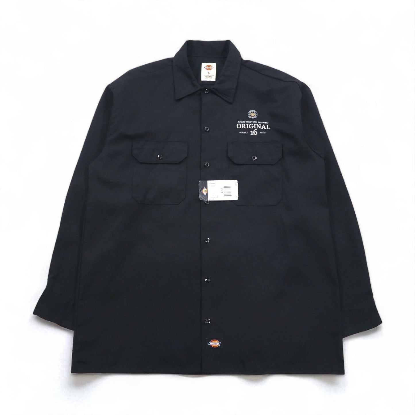 Dickies ワークシャツ L ブラック ポリエステル コットン ポケット 574BK ホンジュラス製 未使用品