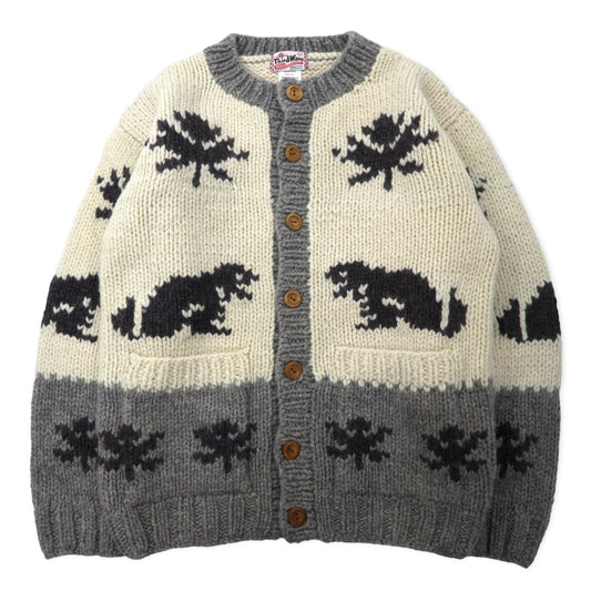 Third Wave カウチン ニット カーディガン L ベージュ ウール カナディアン ノルディック柄