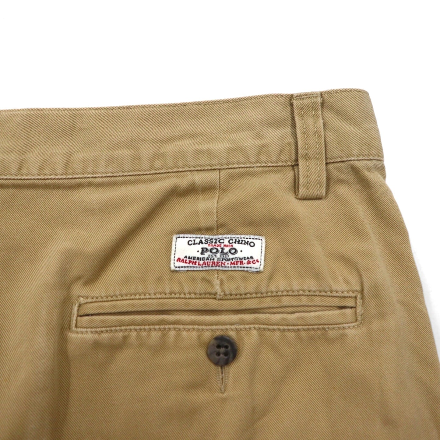 Polo by Ralph Lauren 90年代 ポロチノ TYLER SHORT 2タック ショートパンツ ハーフパンツ M ベージュ コットン