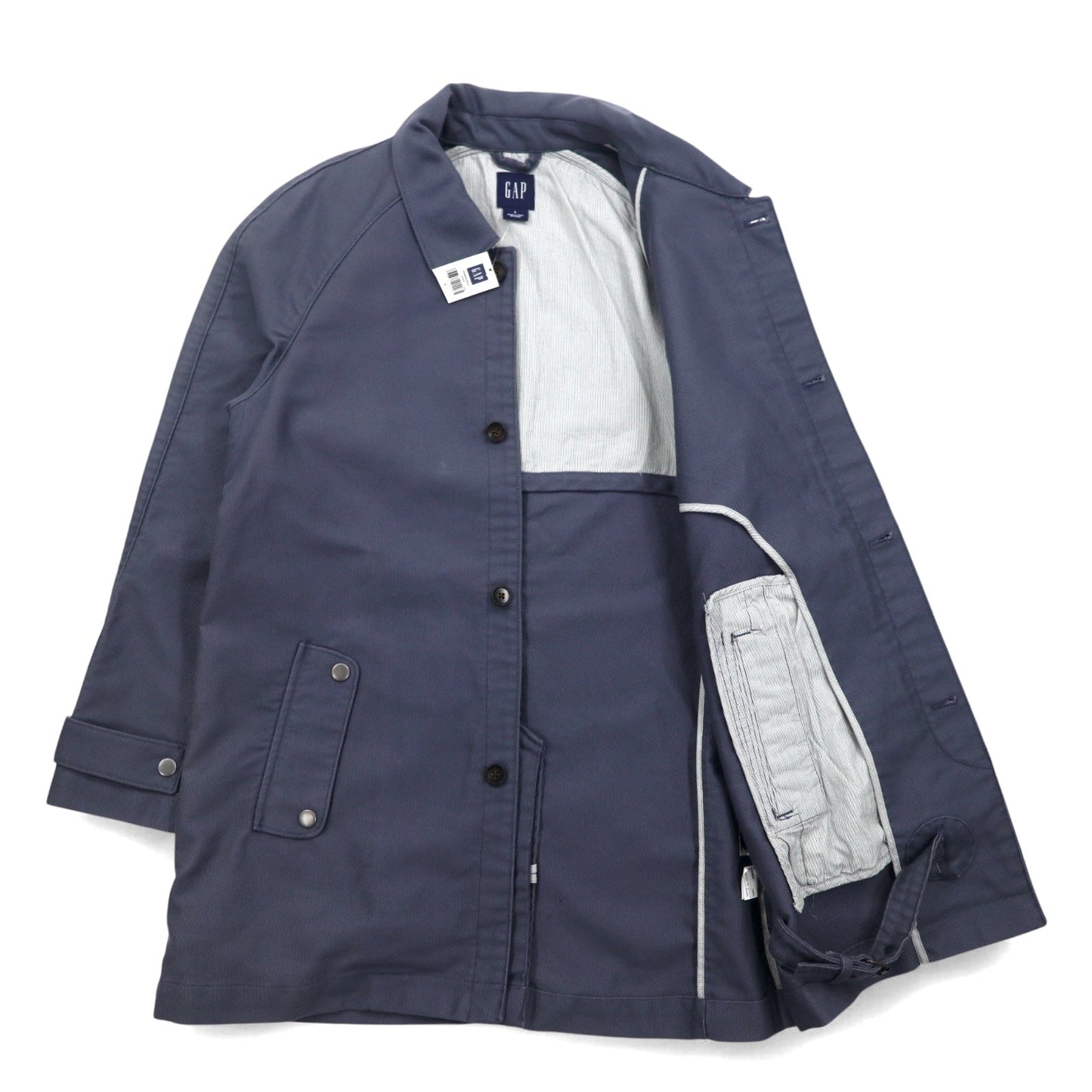 GAP オールドギャップ 00年代 ステンカラーコート L ネイビー コットン フラップポケット 356808 未使用品