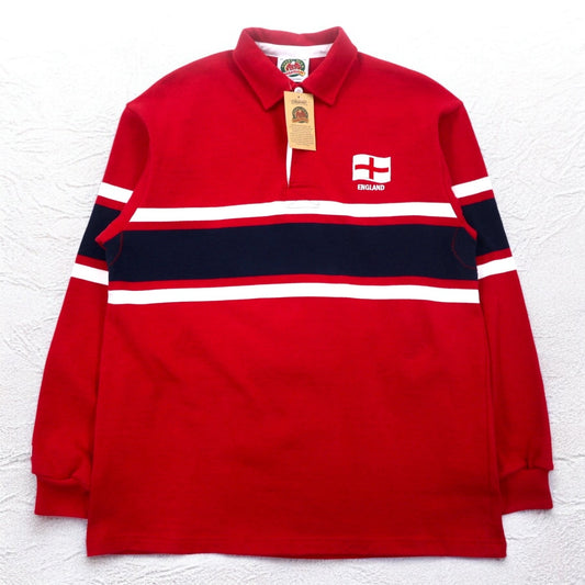 BARBARIAN カナダ製 ラガーシャツ XL レッド コットン ENGLAND 未使用品