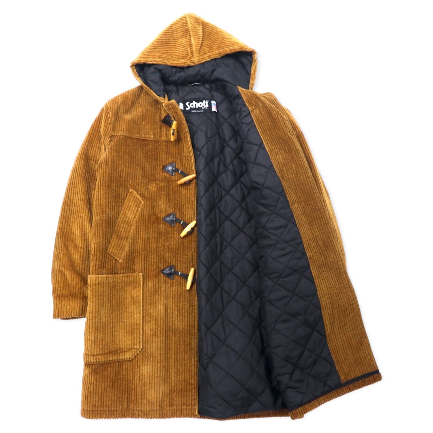 Schott USA製 コーデュロイ ダッフルコート 38 ブラウン コットン キルティングライナー