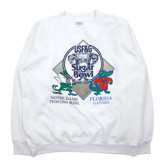 USA製 90年代 Tultex プリントスウェット 2XL ホワイト コットン USF&F Sugar Bowl
