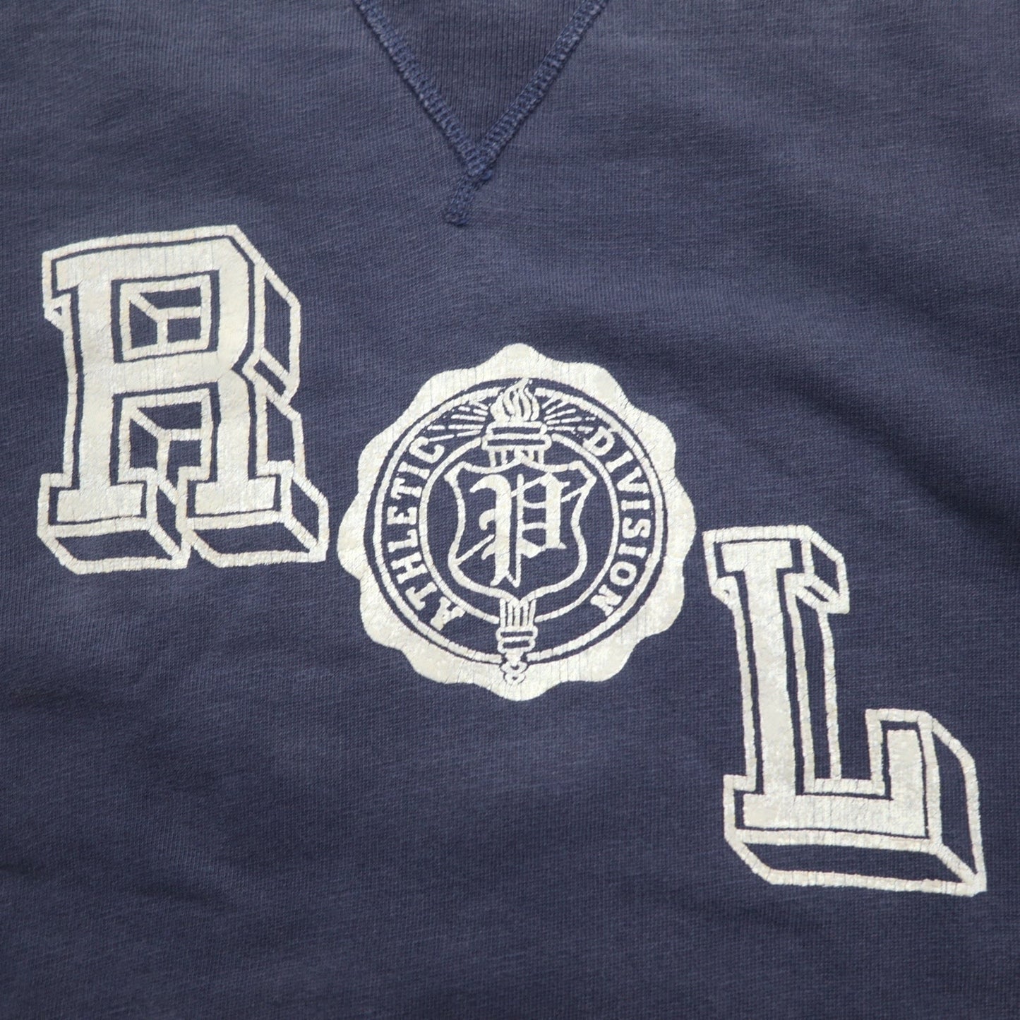 POLO RALPH LAUREN  前V クルーネック スウェット S ネイビー コットン RLロゴプリント