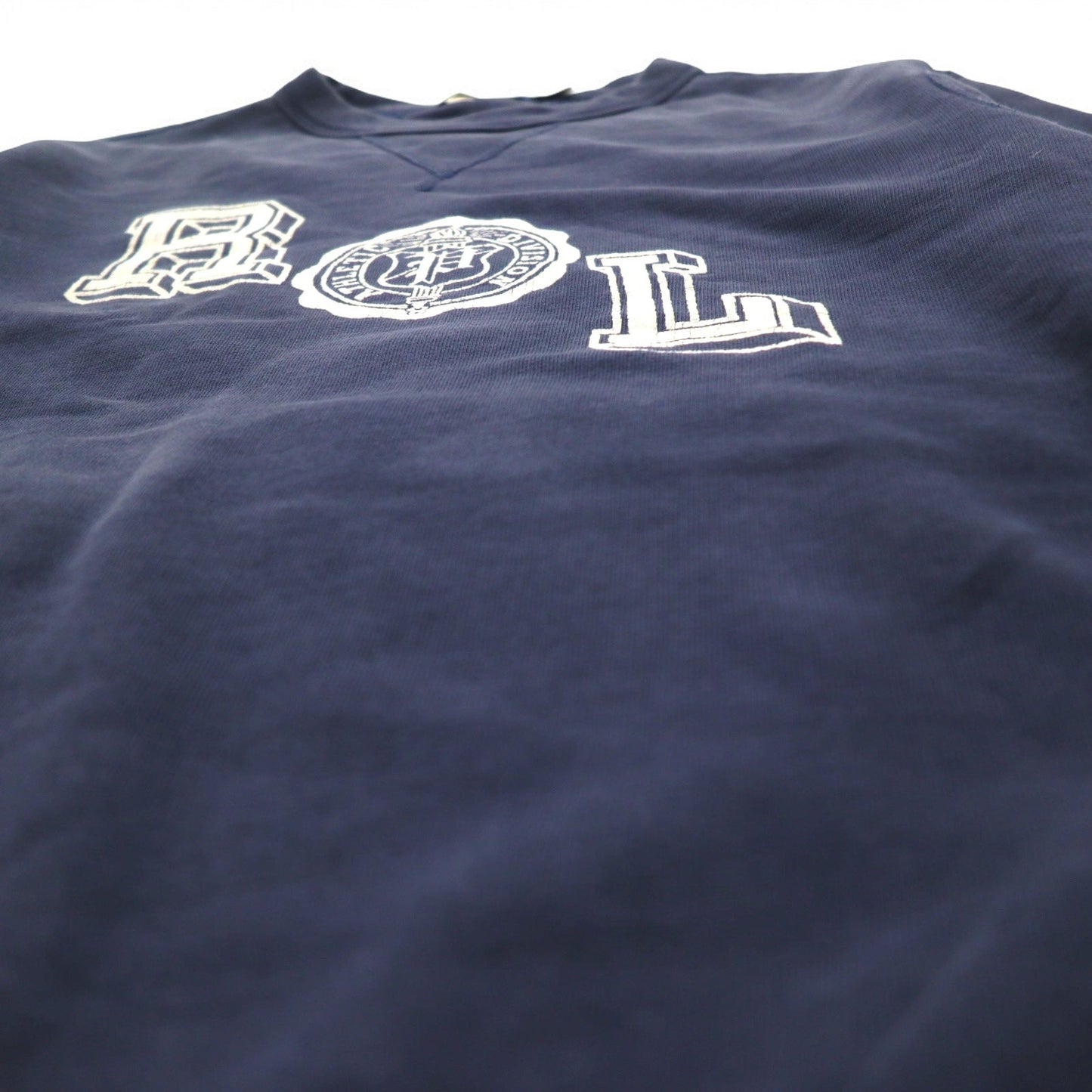 POLO RALPH LAUREN  前V クルーネック スウェット S ネイビー コットン RLロゴプリント
