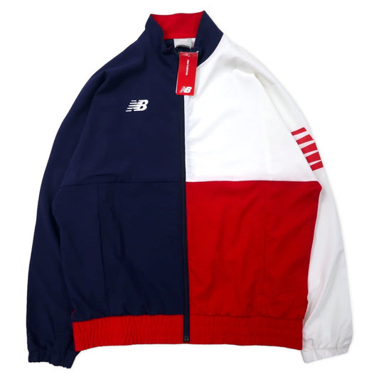 New Balance トラックジャケット ウィンドブレーカー サッカー / フットサル フルジップ M ネイビー トリコロール ポリエステル ビッグサイズ JMJF0400 未使用品