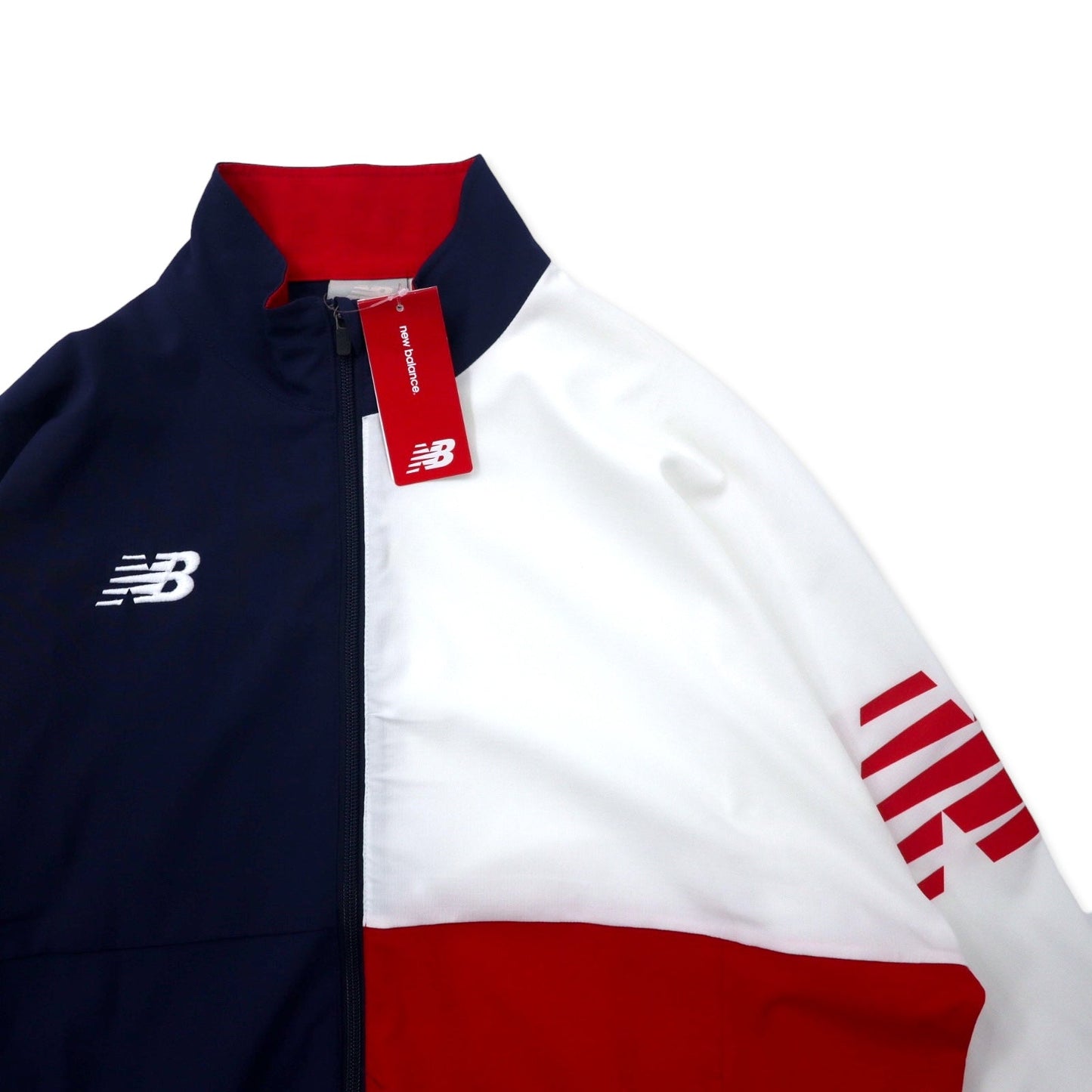 New Balance トラックジャケット ウィンドブレーカー サッカー / フットサル フルジップ M ネイビー トリコロール ポリエステル ビッグサイズ JMJF0400 未使用品